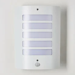 Applique murale d'extérieur Alslev Blanc, 1 lumière, Détecteur de mouvement