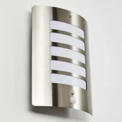 Applique murale d'extérieur Alslev Acier inoxydable, 1 lumière, Détecteur de mouvement