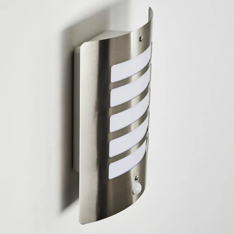 Applique murale d'extérieur Alslev Acier inoxydable, 1 lumière, Détecteur de mouvement