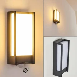 Applique murale d'extérieur Skove LED Anthracite, 1 lumière, Détecteur de mouvement