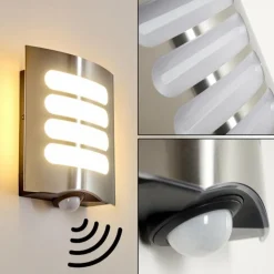 Applique murale d'extérieur Meja LED Anthracite, 1 lumière, Détecteur de mouvement