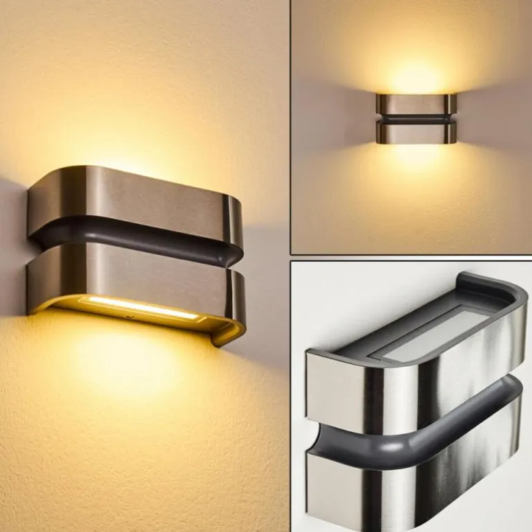 Applique murale d'extérieur Kolding LED Acier inoxydable, Noir, 1 lumière