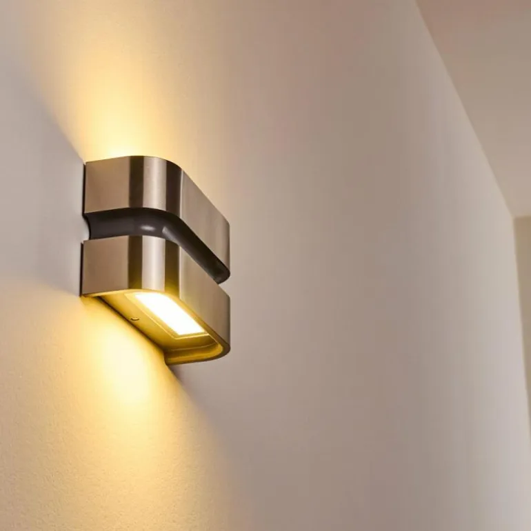Applique murale d'extérieur Kolding LED Acier inoxydable, Noir, 1 lumière