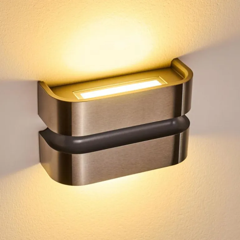 Applique murale d'extérieur Kolding LED Acier inoxydable, Noir, 1 lumière