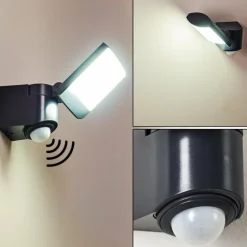 Applique murale d'extérieur Larvik LED Anthracite, 1 lumière, Détecteur de mouvement
