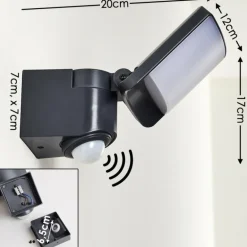 Applique murale d'extérieur Larvik LED Anthracite, 1 lumière, Détecteur de mouvement