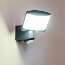 Applique murale d'extérieur Larvik LED Anthracite, 1 lumière, Détecteur de mouvement