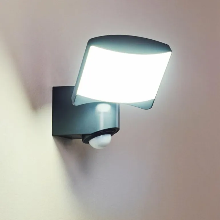 Applique murale d'extérieur Larvik LED Anthracite, 1 lumière, Détecteur de mouvement
