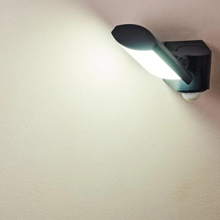 Applique murale d'extérieur Larvik LED Anthracite, 1 lumière, Détecteur de mouvement