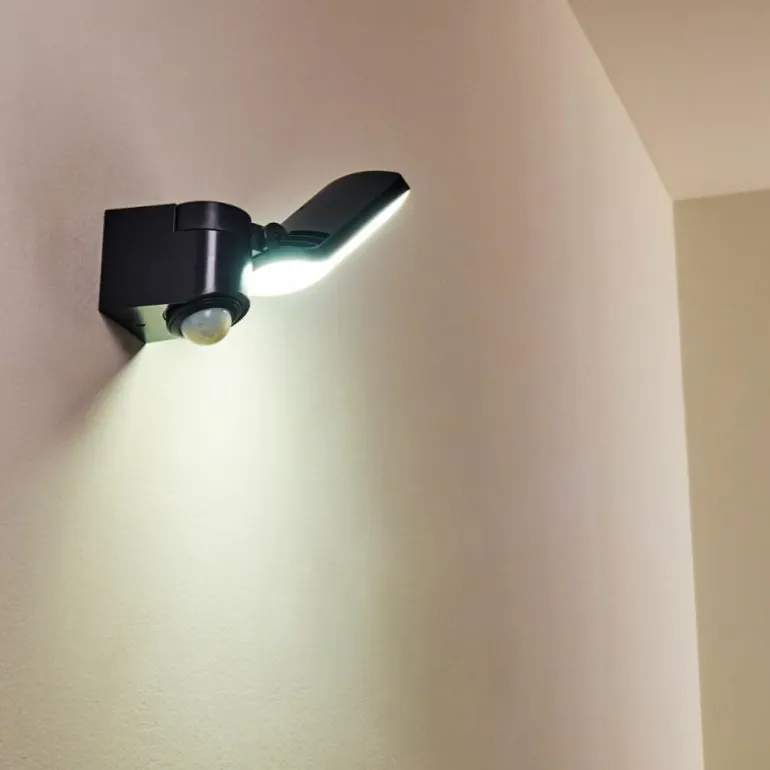 Applique murale d'extérieur Larvik LED Anthracite, 1 lumière, Détecteur de mouvement