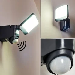 Applique murale d'extérieur Larvik LED Anthracite, 1 lumière, Détecteur de mouvement