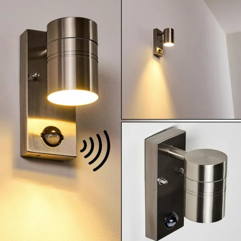 Applique murale d'extérieur Froslev LED Chrome, 1 lumière, Détecteur de mouvement