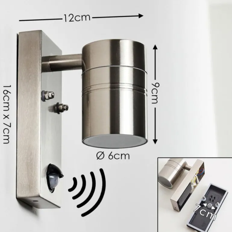 Applique murale d'extérieur Froslev LED Chrome, 1 lumière, Détecteur de mouvement
