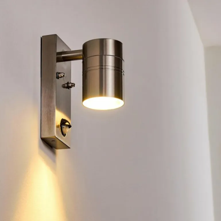Applique murale d'extérieur Froslev LED Chrome, 1 lumière, Détecteur de mouvement