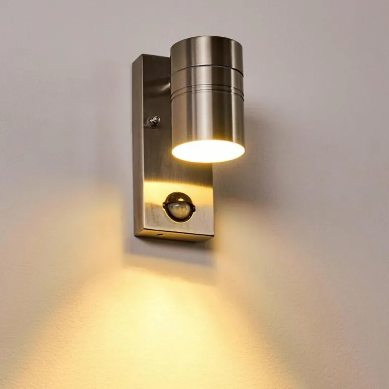 Applique murale d'extérieur Froslev LED Chrome, 1 lumière, Détecteur de mouvement