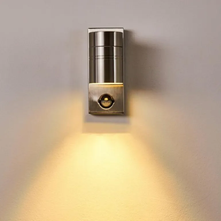 Applique murale d'extérieur Froslev LED Chrome, 1 lumière, Détecteur de mouvement