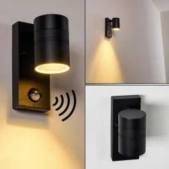 Applique murale d'extérieur Froslev LED Noir, 1 lumière, Détecteur de mouvement