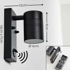 Applique murale d'extérieur Froslev LED Noir, 1 lumière, Détecteur de mouvement