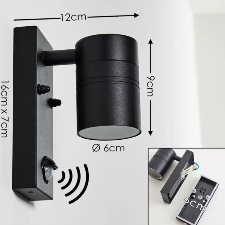 Applique murale d'extérieur Froslev LED Noir, 1 lumière, Détecteur de mouvement