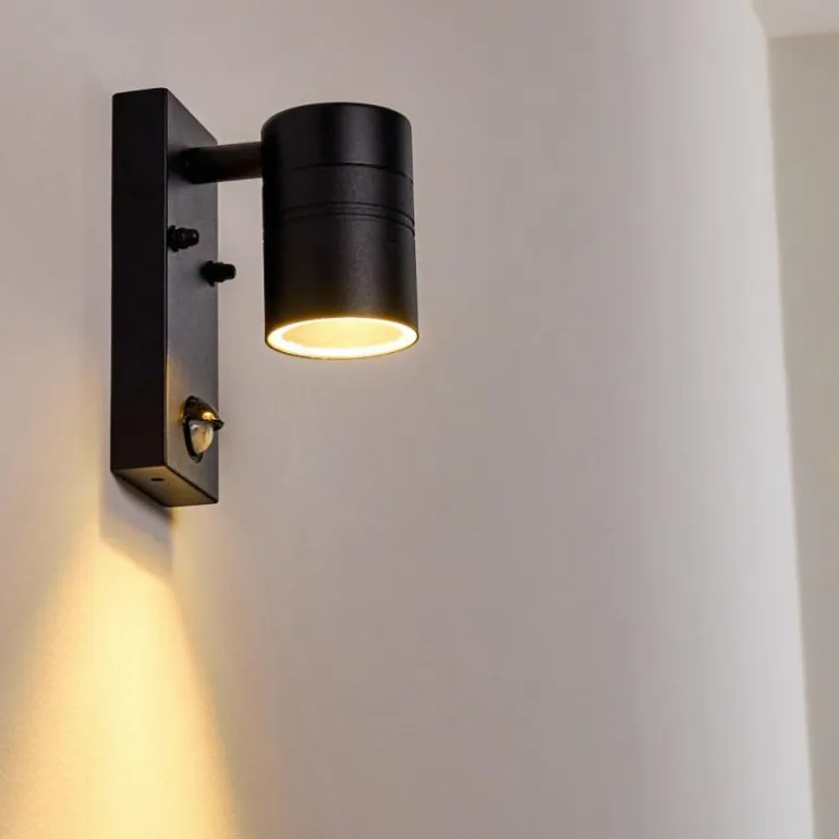 Applique murale d'extérieur Froslev LED Noir, 1 lumière, Détecteur de mouvement