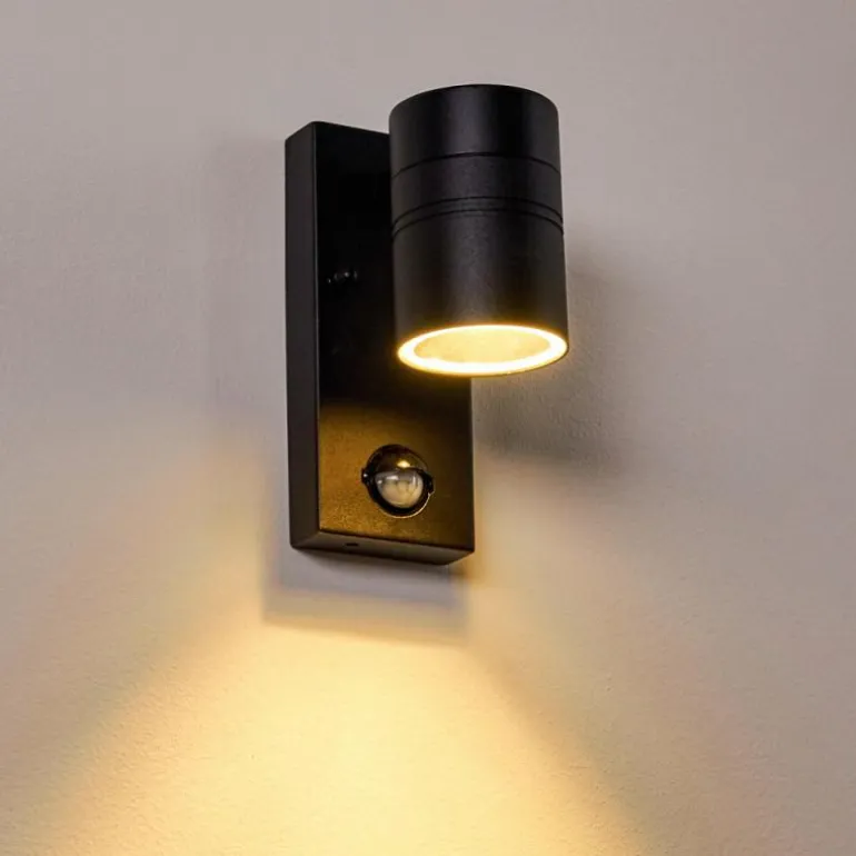 Applique murale d'extérieur Froslev LED Noir, 1 lumière, Détecteur de mouvement