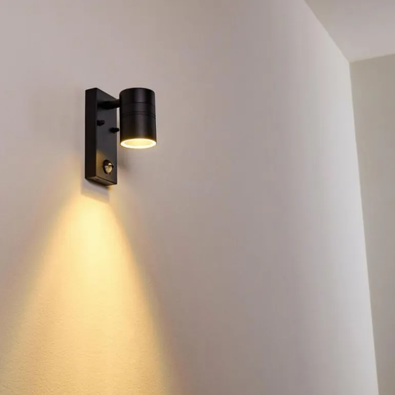 Applique murale d'extérieur Froslev LED Noir, 1 lumière, Détecteur de mouvement