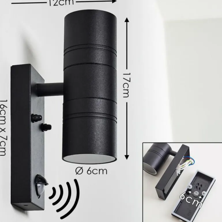 Applique murale d'extérieur Froslev LED Noir, 2 lumières, Détecteur de mouvement