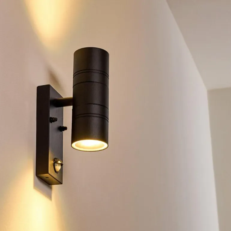 Applique murale d'extérieur Froslev LED Noir, 2 lumières, Détecteur de mouvement