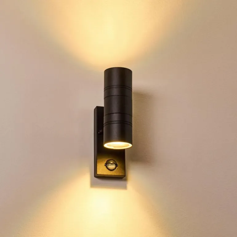 Applique murale d'extérieur Froslev LED Noir, 2 lumières, Détecteur de mouvement