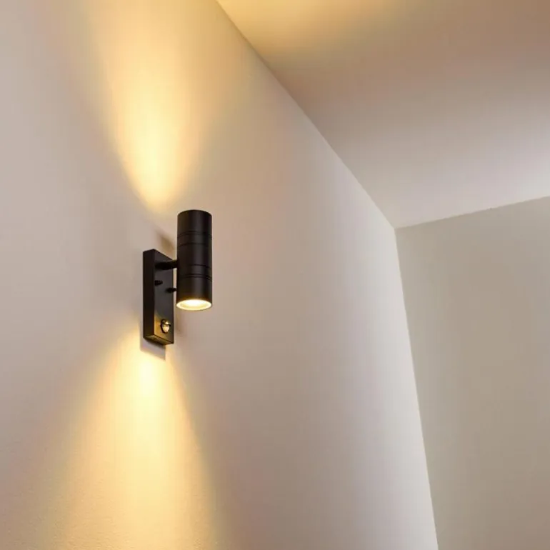 Applique murale d'extérieur Froslev LED Noir, 2 lumières, Détecteur de mouvement