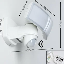 Applique murale d'extérieur Foroyar LED Blanc, 2 lumières, Détecteur de mouvement