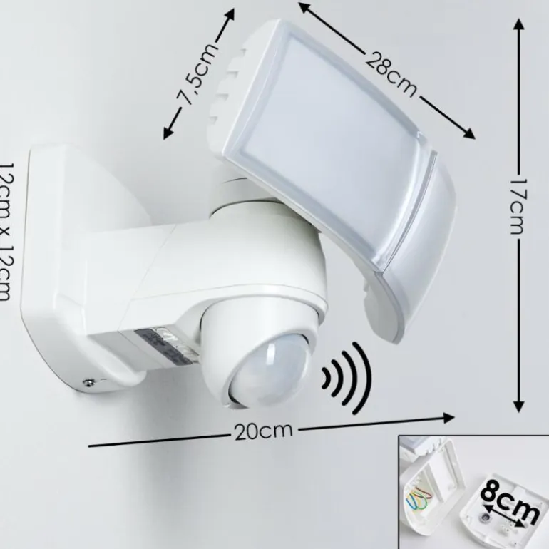 Applique murale d'extérieur Foroyar LED Blanc, 2 lumières, Détecteur de mouvement
