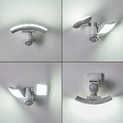 Applique murale d'extérieur Foroyar LED Blanc, 2 lumières, Détecteur de mouvement