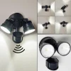 Applique murale d'extérieur Emmerlev LED Noir, 2 lumières, Détecteur de mouvement
