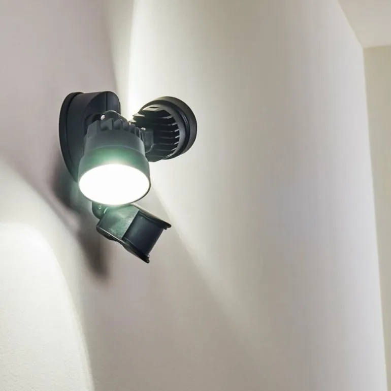 Applique murale d'extérieur Emmerlev LED Noir, 2 lumières, Détecteur de mouvement