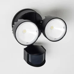 Applique murale d'extérieur Emmerlev LED Noir, 2 lumières, Détecteur de mouvement