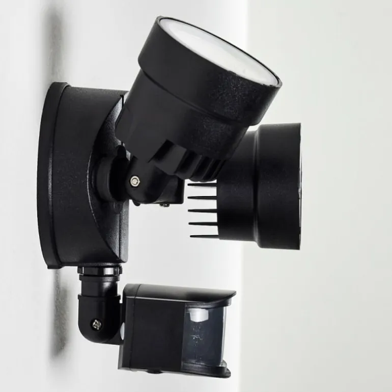 Applique murale d'extérieur Emmerlev LED Noir, 2 lumières, Détecteur de mouvement