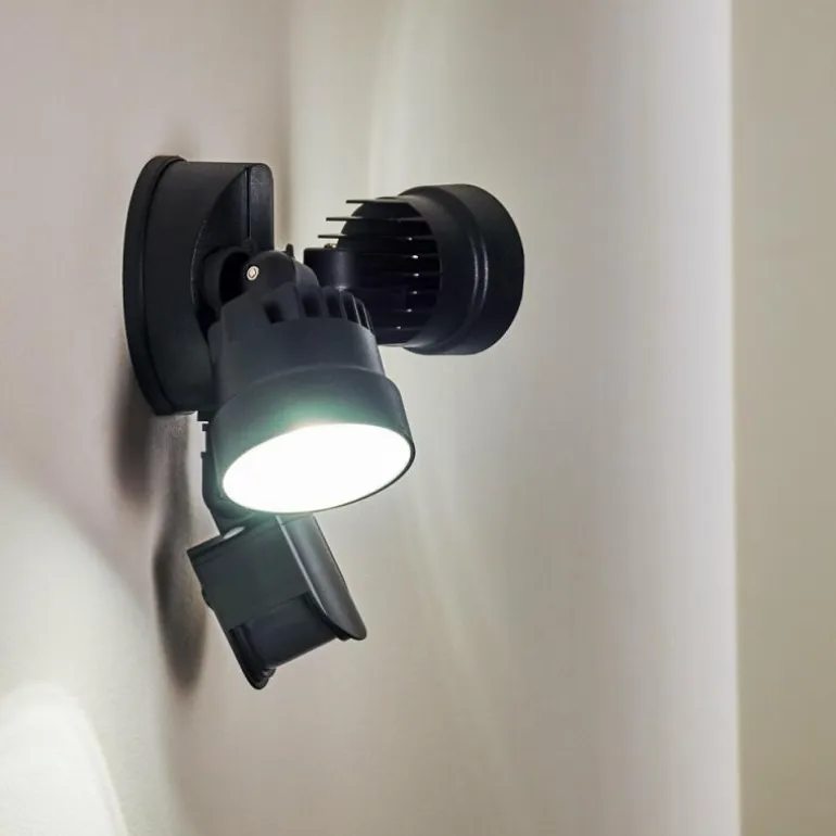 Applique murale d'extérieur Emmerlev LED Noir, 2 lumières, Détecteur de mouvement