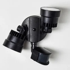 Applique murale d'extérieur Emmerlev LED Noir, 2 lumières, Détecteur de mouvement