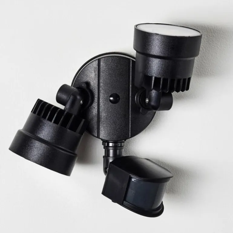 Applique murale d'extérieur Emmerlev LED Noir, 2 lumières, Détecteur de mouvement