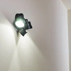 Applique murale d'extérieur Emmerlev LED Noir, 2 lumières, Détecteur de mouvement