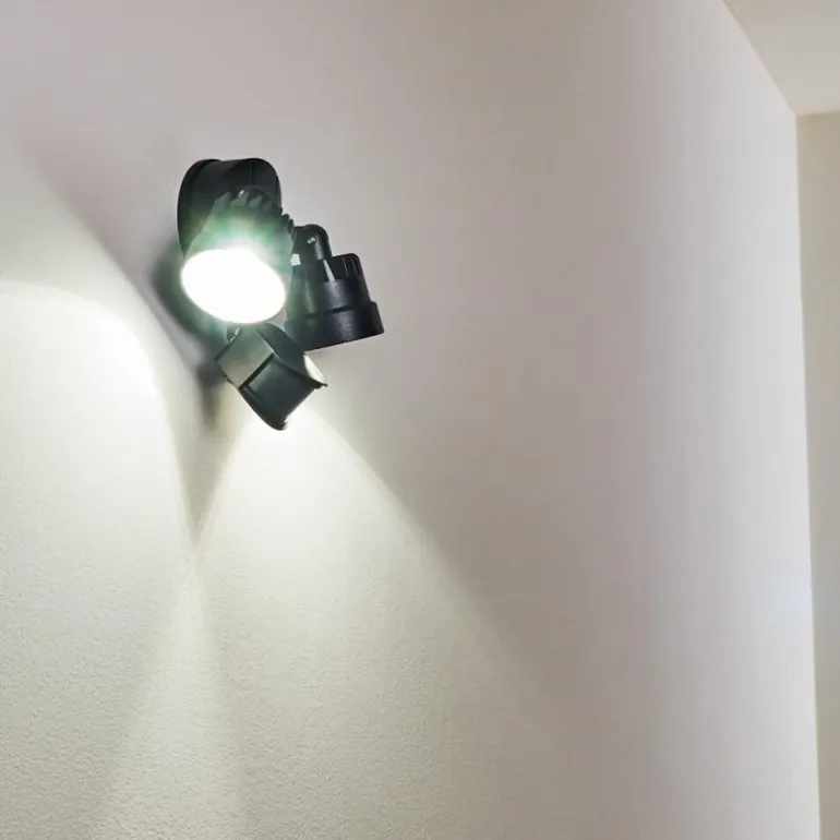 Applique murale d'extérieur Emmerlev LED Noir, 2 lumières, Détecteur de mouvement