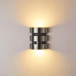 Applique murale d'extérieur Kolding LED Acier inoxydable, Noir, 1 lumière, Détecteur de mouvement
