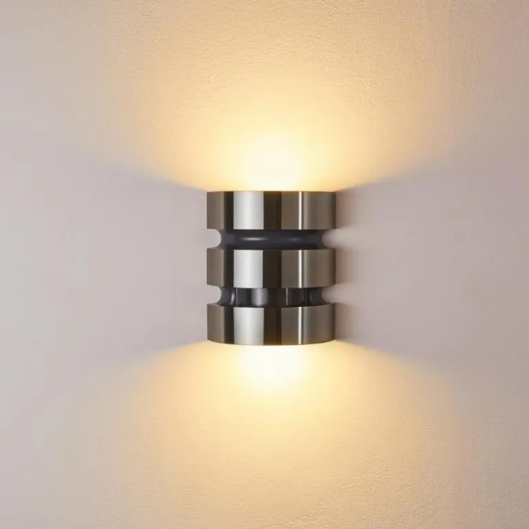 Applique murale d'extérieur Kolding LED Acier inoxydable, Noir, 1 lumière, Détecteur de mouvement