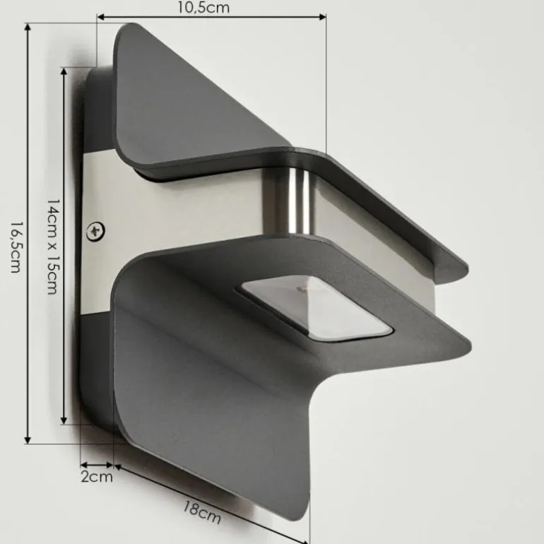 Applique murale d'extérieur Blanchard LED Nickel mat, Noir, 1 lumière