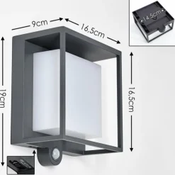 Applique murale d'extérieur Lansing LED Anthracite, 1 lumière, Détecteur de mouvement