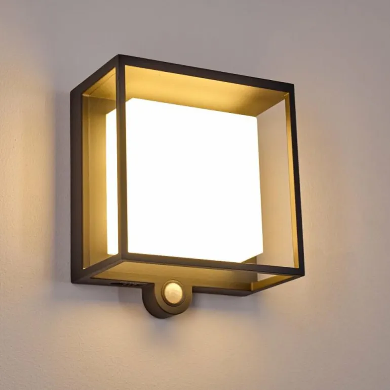 Applique murale d'extérieur Lansing LED Anthracite, 1 lumière, Détecteur de mouvement