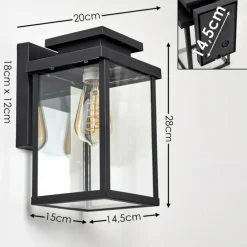 Applique murale d'extérieur Tieva Noir, 1 lumière
