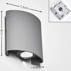 Applique murale d'extérieur Abaiang LED Gris, 1 lumière