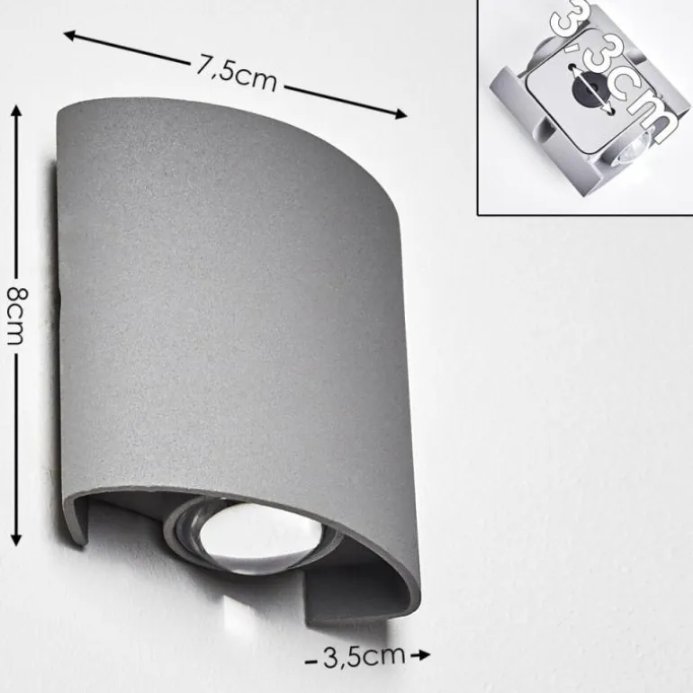 Applique murale d'extérieur Abaiang LED Gris, 1 lumière
